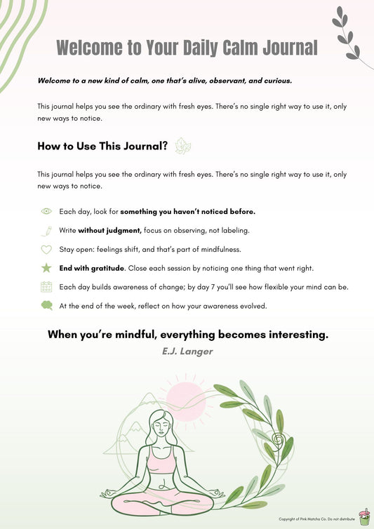 Daily Calm Journal - A 7 Day Mindfulness Journey